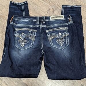 Women's Rock Revival Blue Jeans Size 32 "Easy Skinny" CELLIS Bling